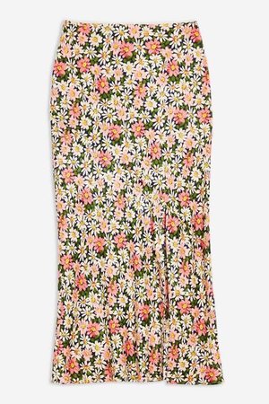 Daisy Floral Satin Bias Midi Skirt | Topshop
