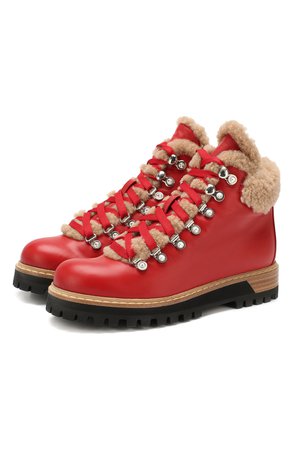 Женские красные кожаные ботинки LE SILLA — купить за 51500 руб. в интернет-магазине ЦУМ, арт. 7525P040M1MMCHI