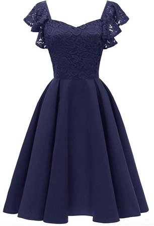 Floral Lace Cocktail Swing Dress for Women Vintage Princess Neckline Party Dresses Red at Amazon Women’s Clothing store