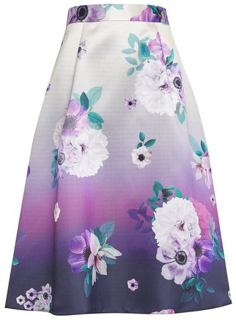 **Luxe Ombre Floral Print Midi Skirt