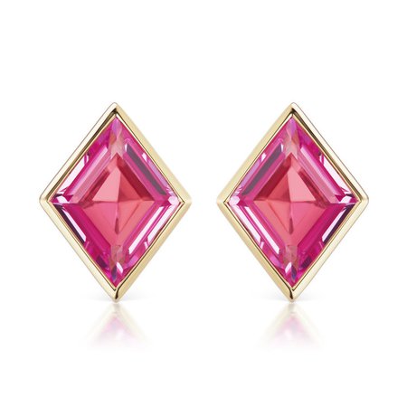 Pietra Pink Topaz Bezel Studs — Jaimie Geller Jewelry
