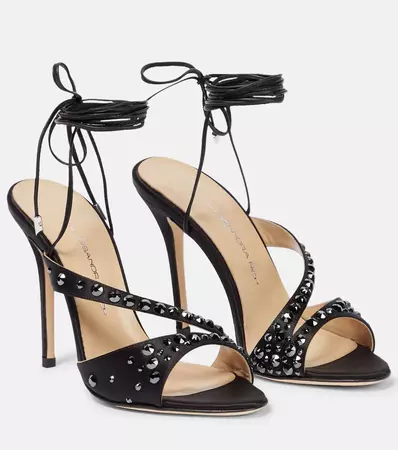 Embellished Silk Satin Sandals in Black - Alessandra Rich | Mytheresa