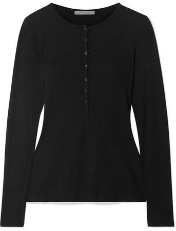 Ninety Percent - Ribbed Organic Cotton-blend Jersey Top - Black