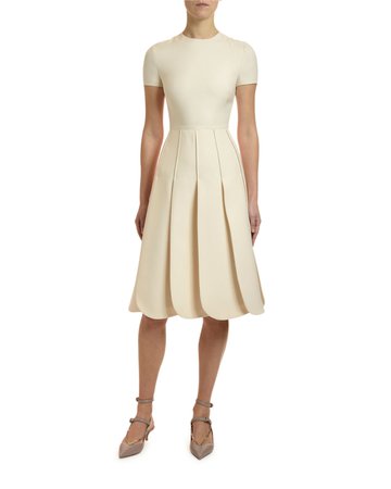 Valentino Short-Sleeve Crepe Couture Petal Dress | Neiman Marcus