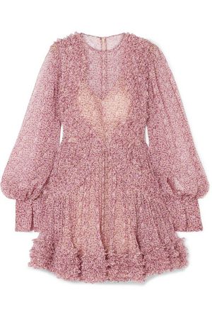 Stella McCartney | Ruffled floral-print silk-crepon mini dress | NET-A-PORTER.COM