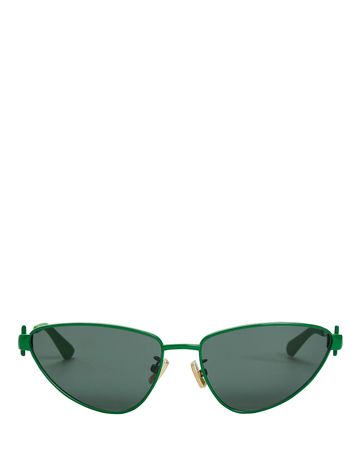 Bottega Veneta Triangular Cat-Eye Sunglasses in green | INTERMIX®