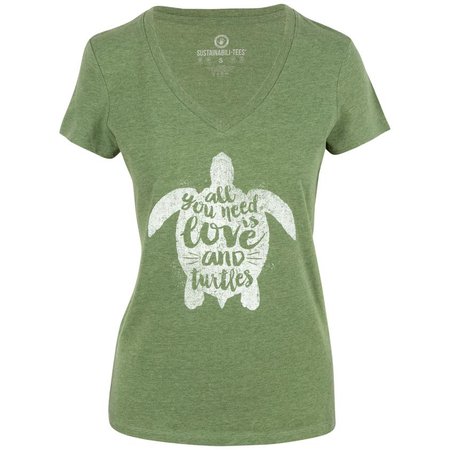 Love & Turtles V-neck Sustainable Tee | The Animal Rescue Site