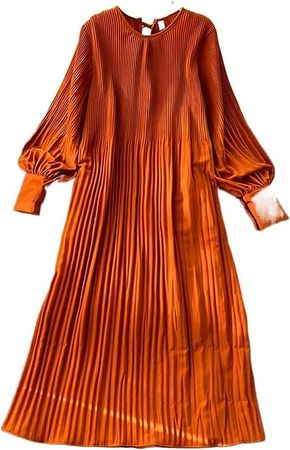 EFLAL Long Dress Women Casual Slim (Color : Orange, Size : 1SIZE) at Amazon Women’s Clothing store