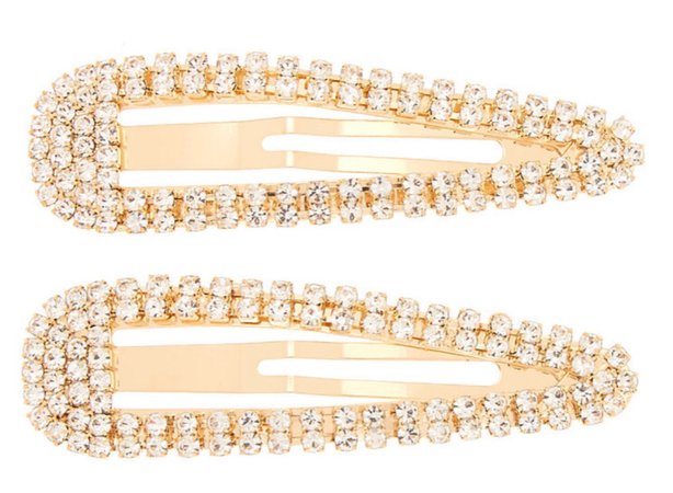 Claire’s gold rhinestone snap clips