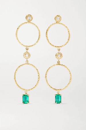 Gold + NET SUSTAIN Nesting Gem 18-karat gold, emerald and diamond earrings | Octavia Elizabeth | NET-A-PORTER