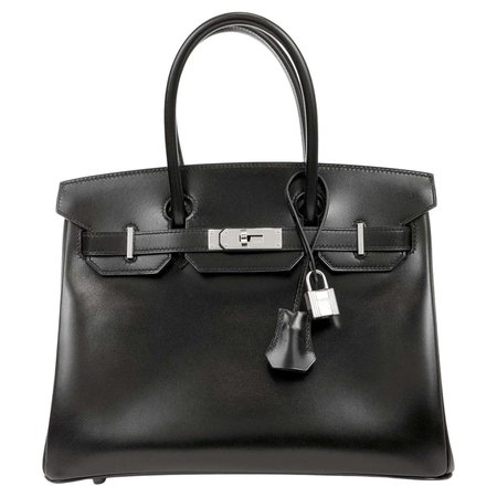 Hermès Black Box Calf 30 cm Birkin with Palladium For Sale at 1stDibs