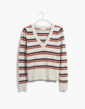 Striped Westgate V-Neck Sweater in Coziest Yarn