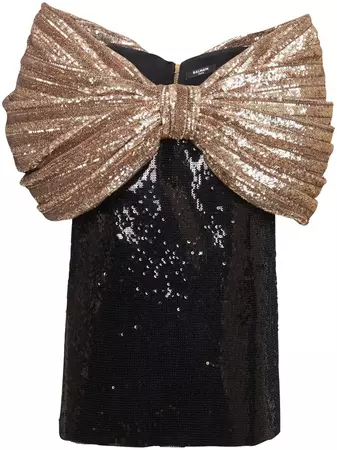 Balmain sequin-embellished Bardot Minidress - Farfetch