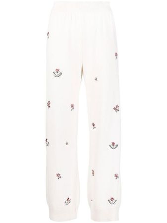 Barrie floral-embroidered Cashmere Trousers - Farfetch