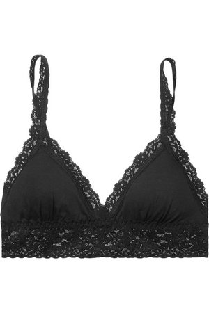 Hanky Panky | Signature lace-trimmed stretch-organic cotton padded soft-cup bra | NET-A-PORTER.COM