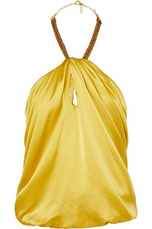 Haney | Claudia embellished silk-satin halterneck top | NET-A-PORTER.COM