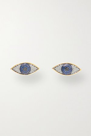 Blue Nazar mini gold-plated crystal earrings | Begüm Khan | NET-A-PORTER