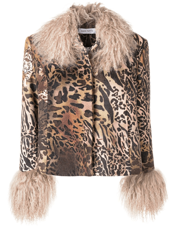 Saks Potts Dorthe Animal Print Wool Jacket With Lambskin In Brown | ModeSens