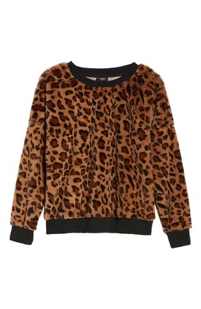 Only Tiffany Leopard Fleece Sweater | Nordstrom