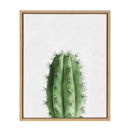 Kate & Laurel 24"x18" Sylvie Color Photo Of Cactus Vertical Framed Wall Canvas Wood : Target