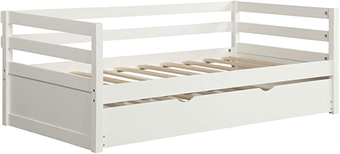 Amazon.com: Merax Twin Daybed with Trundle, Solid Wood Captains Bed Twin Size Sofa Bed Frame for Kids/Teens/Adults (White) : Home & Kitchen