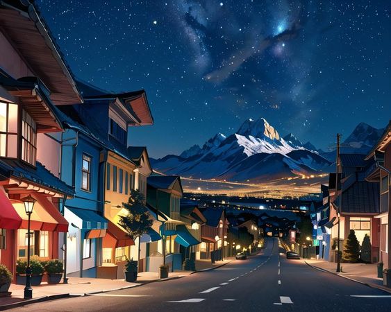 anime aesthetic night village ✨️