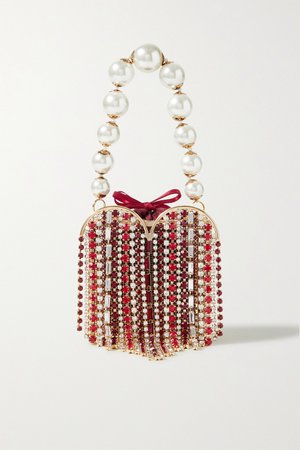 Red Cuoricino embellished gold-tone and voile tote | Rosantica | NET-A-PORTER