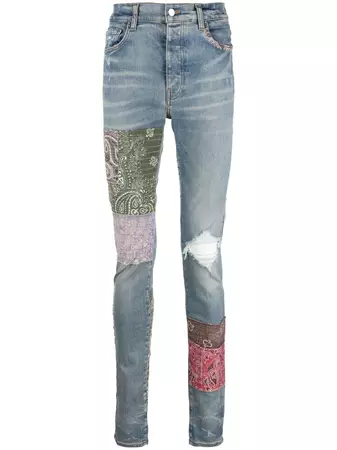 AMIRI Distressed Patchwork Skinny Jeans - Farfetch