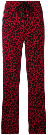leopard print straight trousers