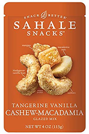 Amazon.com: Sahale Snacks Tangerine Vanilla Cashew-Macadamia Glazed Nut Mix, 4 oz. – Nut Snacks in a Resealable Pouch, Paleo Snacks with No Artificial Flavors, Preservatives or Colors, Gluten-Free Snacks: Prime Pantry
