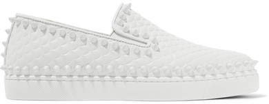 Pik Boat Spiked Textured-leather Slip-on Sneakers - White