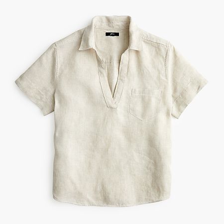 Short-sleeve popover in beauchamps linen : Women blouse | J.Crew
