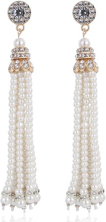 Amazon.com: BABEYOND 1920s Flapper Imitation Pearl Earrings 20s Great Gatsby Pearl Tassel Earrings Vintage 20s Flapper Gatsby Accessories (Gold): Clothing