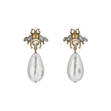 Bee earrings with drop pearls - Gucci Fashion Jewelry For Women 490312J1D518062