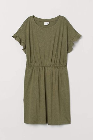 Linen-blend Dress - Green