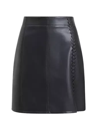 Crolenda PU Stitch Mini Skirt Blackout | French Connection US