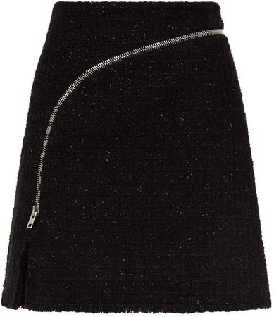 Zip Tweed Mini Skirt