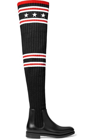 Givenchy | Storm rubber and ribbed-knit thigh sock boots | NET-A-PORTER.COM