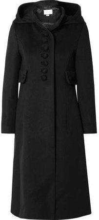 Hooded Wool Coat - Black