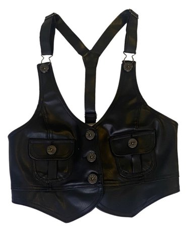 black faux leather waistcoat vest