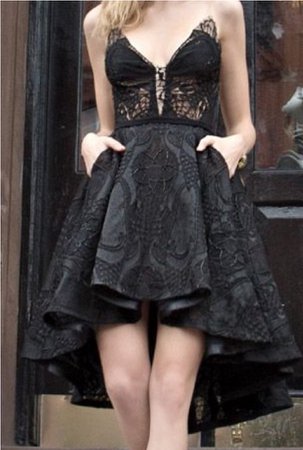 black high-low dress