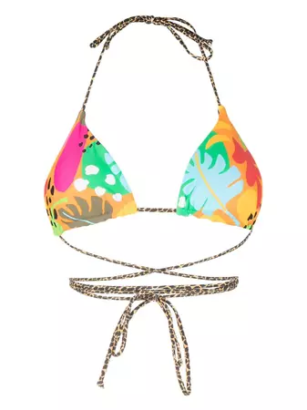 It's Now Cool graphic-print Wraparound Bikini Top - Farfetch