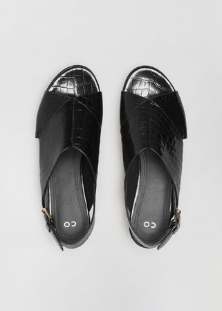 Platform Sandal - Black Croc – Co Collections