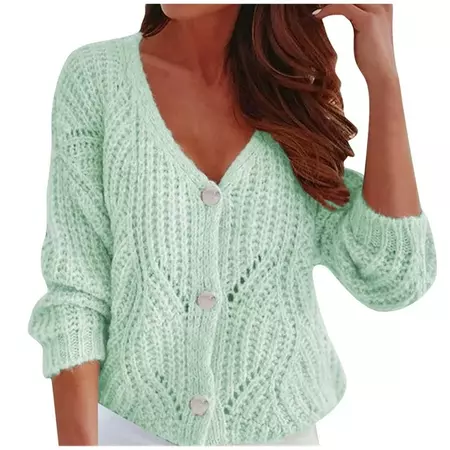 Winter Open Front Long Sleeve Cable Knit Cardigan Sweater Coats Womens Tops Mint Green - Walmart.com
