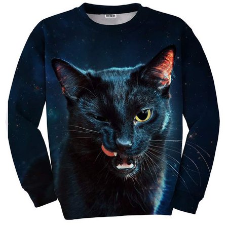 Aloha From Deer Black Cat Sweatshirt