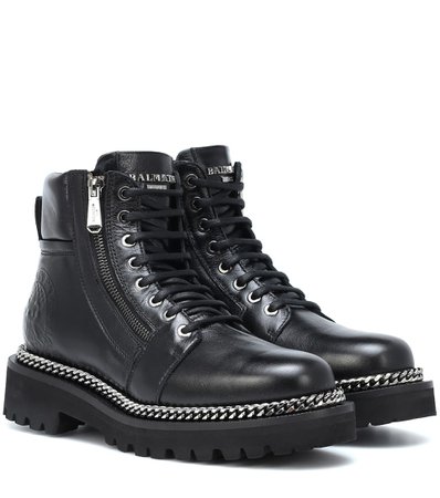 BALMAIN Leather ankle boots