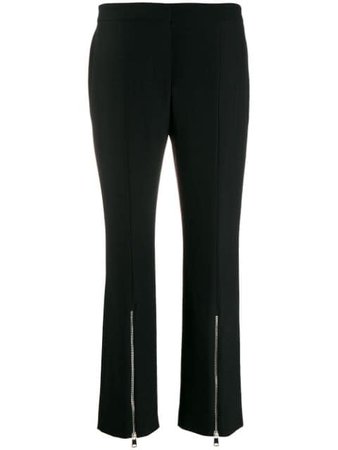 Black Alexander Mcqueen Cropped Zip Front Trousers | Farfetch.com