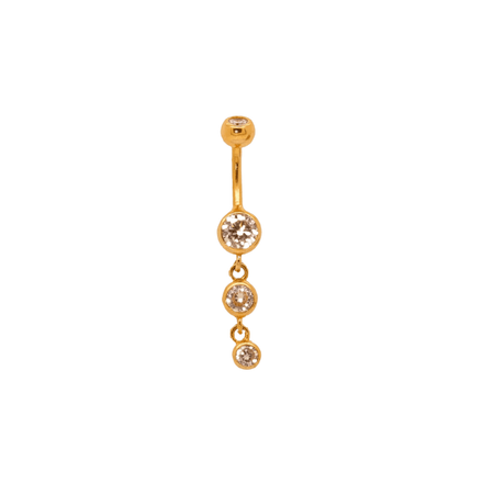 Sturdy South - 24k Gold Coated Triple Charm Dangle Belly Ring