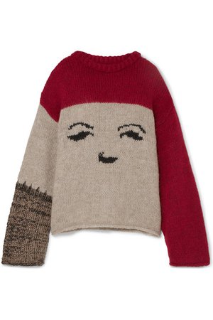 ALEXACHUNG | Oversized intarsia-knit sweater | NET-A-PORTER.COM
