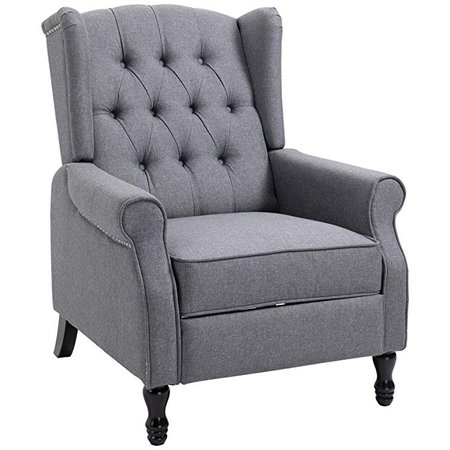 HOMCOM Manual Reclining Sofa, Tufted Fabric Push Back Arm Accent Chair, Adjustable Club Chair Home Theater Padded Living Room Lounge, Vintage Linen Dark Grey: Amazon.ca: Home & Kitchen